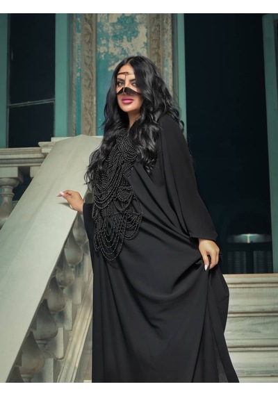 Crystalia Black Pearl Abaya Siyah