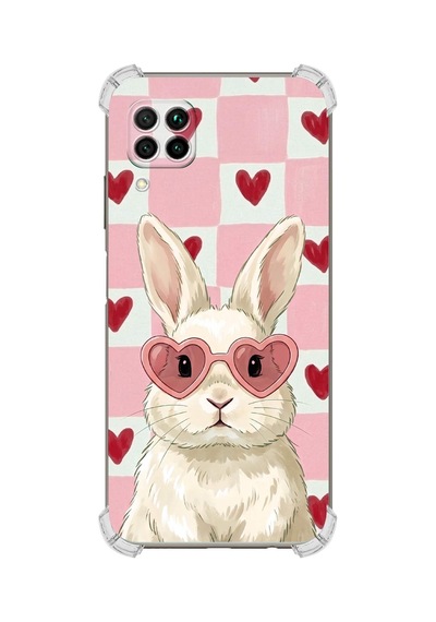 Printify Huawei P40 Lite İle Uyumlu Pembe Pötikare Serisi Pembe Zıpzıp Tasarımlı Uv Baskılı Köşe Korumalı Antişok Kılıf Şeffaf