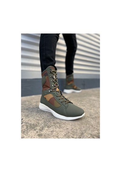 DMR Elegance Jy799 Verton Bağcıklı Ortopedik Taban Günlük Cilt Erkek Askeri Postal Bot Cbt Haki