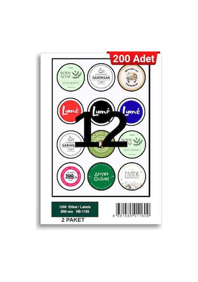 Herboy Hb-1160 60 X 60 Mm A4 Baskılı Laser Etiket 200 Adet