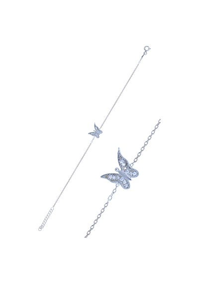 Kelebek Model Zirkon Taşlı Gümüş Kadın Bileklik 201024995 Gümüş
