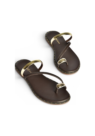 Fox Shoes Y291700103 Kahverengi Hakiki Deri Kadın Terlik