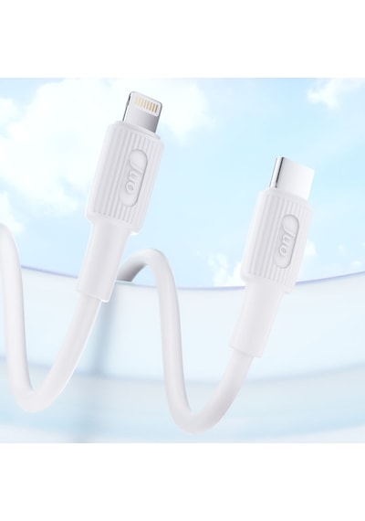 Juo JCBS272-W 27W USB Type-C To Lightning Apple Uyumlu iPhone iPad Silikon Hızlı Şarj ve Data Kablosu Beyaz 2 Metre