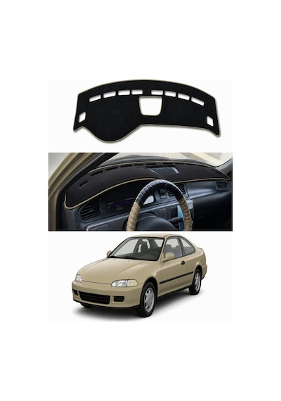 Honda - Civic 1994-2000 Uyumlu Torpido Koruma Kılıfı - Taba Şeritli