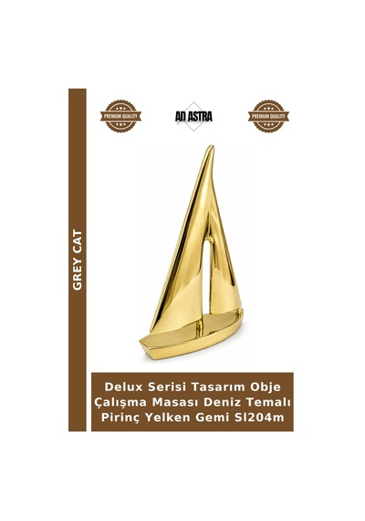 Delux Serisi Tasarım Obje Çalışma Masası Deniz Temalı Pirinç Yelken Gemi Sl204m