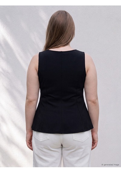 Lcwaıkıkı Curve Siyah Büyük Beden Fırfırlı Peplum Bluz