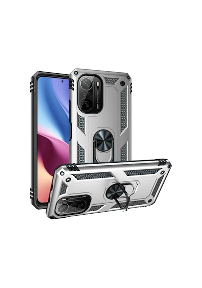 Xiaomi Poco F3 Kılıf Sofya Yüzüklü Silikon Kapak - Gümüş 0.2M-Çok Renkli