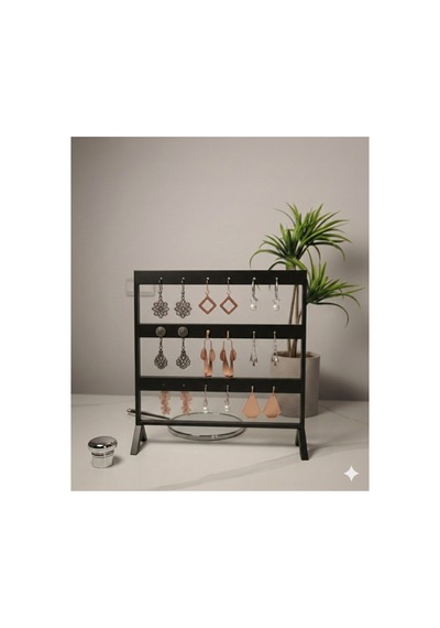 Şık Modern Küpe Standı, Siyah Takı Düzenleyici, Takı Standı , Küpe Askısı , 3 Bölmeli Organizer