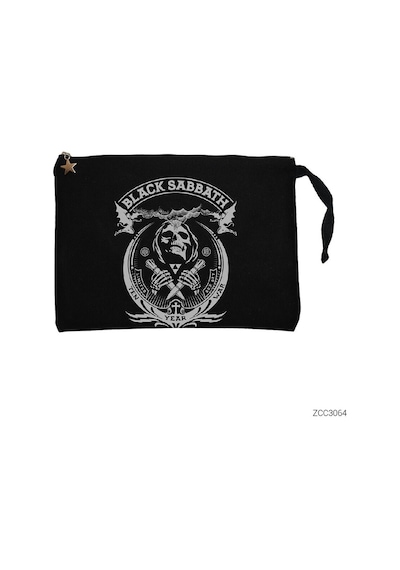 Zepplin Giyim Black Sabbath Ten Year War Siyah Clutch Astarlı Cüzdan Siyah