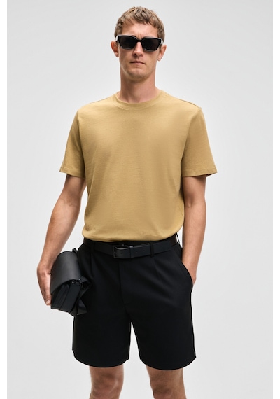 Grimelange Mocassın Erkek %100 Pamuk Relaxed Fit Yuvarlak Yaka Kısa Kollu Açık Haki T-shirt