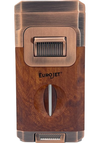 Eurojet Çift Torch Jet Alev Masa Tipi Puro Makaslı Puro Çakmağı - Kahverengi