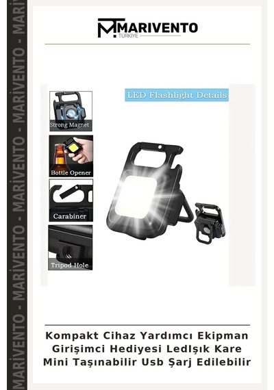 Kompakt Cihaz Yardımcı Ekipman Girişimci Hediyesi Ledışık Kare Mini Taşınabilir Usb Şarj Edilebilir