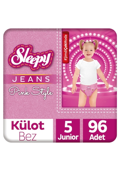 Sleepy Pink Jeans Külot Bez 5 Numara Junior 4 Lü Jumbo 96 Adet