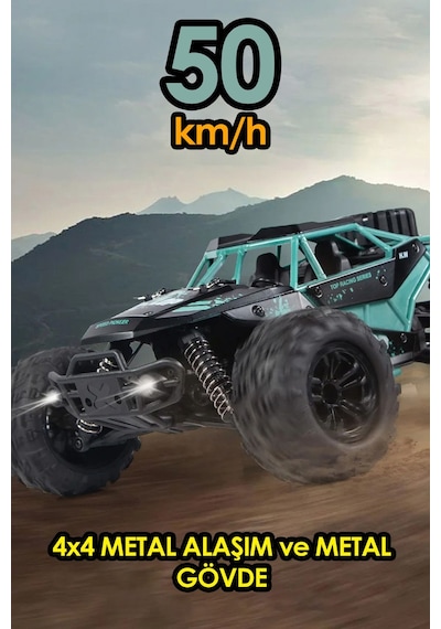 2.4ghz Metal Gövde Led Farlı 4x4 4wd 50km Hız Yapan Uzaktan Kumandalı Rc Araba