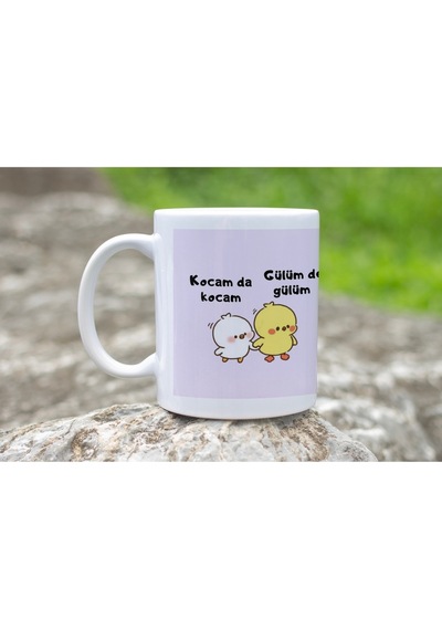 Kocam Da Kocam Gülüm De Gülüm Kupa Bardak Sevgiliye Hediye Komik Çift Tasarım Beyaz