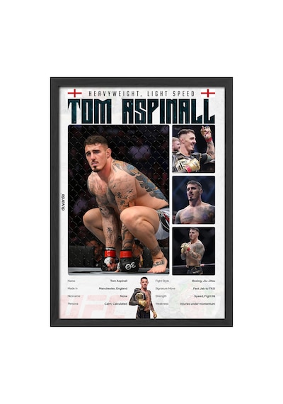 Tom Aspinall Siyah Ahşap Çerçeveli Poster, Dekoratif Dövüş Duvar Tablosu