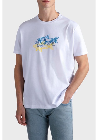 Paul & Shark Erkek T Shirt 24411041 010 Beyaz Beyaz
