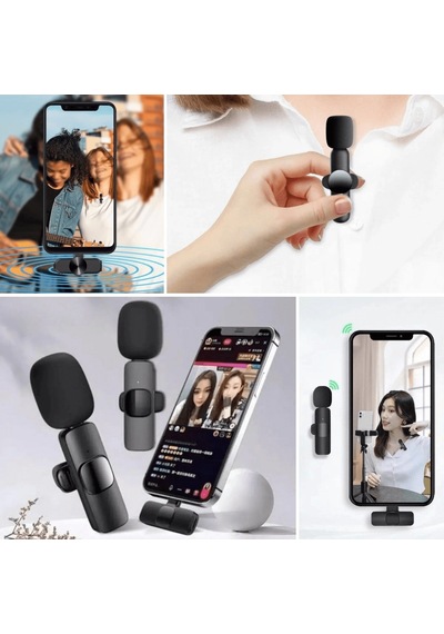 Type C Apple Uyumlu iPhone Dönüştürücülü Kablosuz Yaka Mikrofonu Android Ve Mini Mikrofon Lisinya