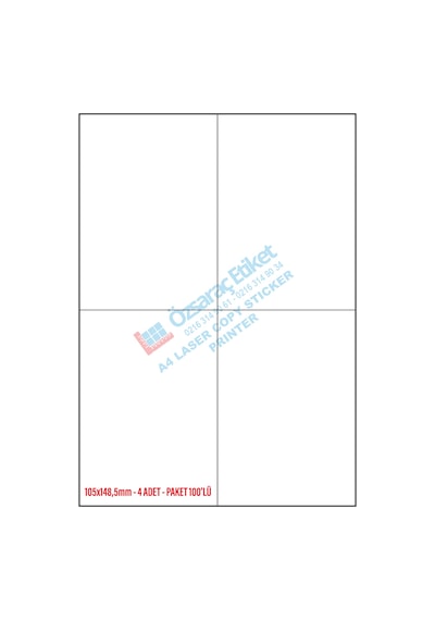 105MM 57MM A4 Laser Etiket