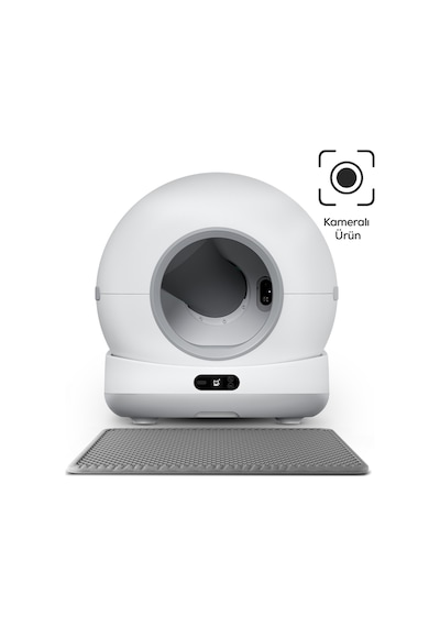 Xenon Smart Kameralı Kedi Tuvaleti Ve Mama Kabı 2'li Set Wifi, 1080p, 72l Otomatik Kedi Tuvaleti, Mobil Kontrol, Paslanmaz Çelik Mama Kabı Beyaz