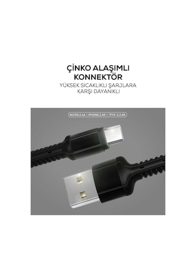 Hasır Kırılmaya Dayanıklı 1M Ls63 Lightning Usb Kablo