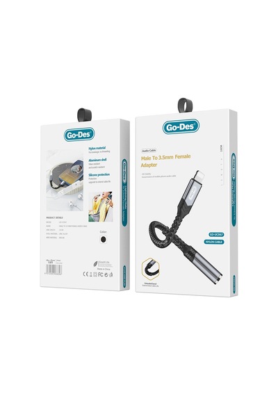 Apple Uyumlu iPhone  Aux Çevirici Kablo Go Des Gd-uc067 Lightning To 3.5mm Aux Çevirici Ses Adaptörü Siyah