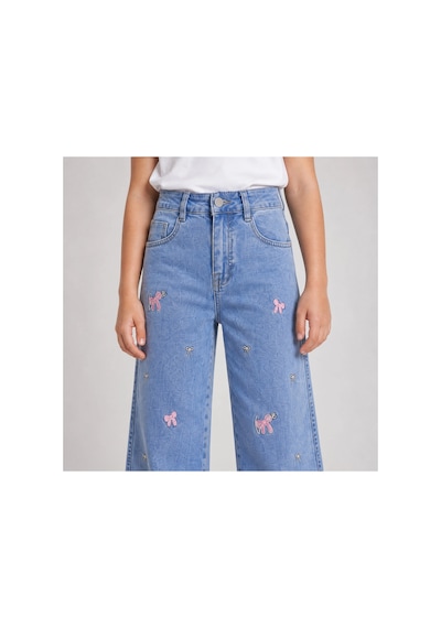 Rony Pony Kids Kız Çocuk Fiyonk Nakışlı Palazzo Kot Pantolon Yüksek Bel Geniş Paça Jean Mavi Rony Pony Kids Kız Çocuk Fiyonk Nakışlı Palazzo Kot Pantolon Yüksek Bel Geniş Paça Jean Mavi