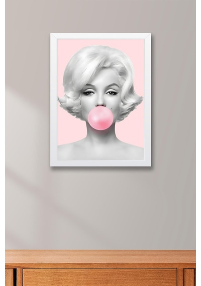 Marilyn Monroe Pembe Sakız Balonu Çerçeveli Tablo - Pop Art Poster Tablo