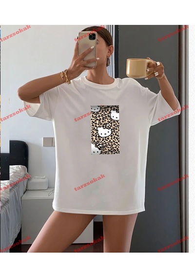 Startmore Leopar Desenli Hello Beyaz