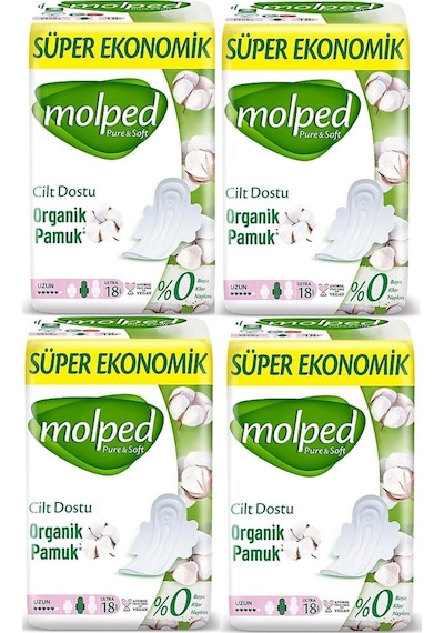 Molped Pure & Soft Süper Ekonomik Hijyenik Ped Uzun 4 x 18'li