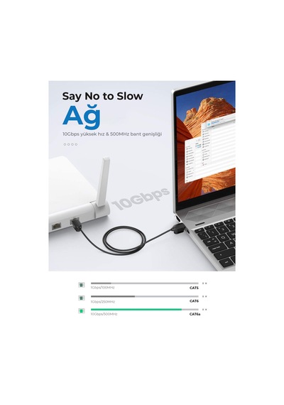 Bix Cat6A Slim 10Gbps Veri Aktarım 500MHz UTP Ethernet Kablosu 5 Metre
