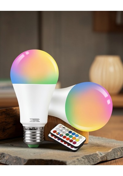 Rgb Led Işık Ampul 100 Watt Renk Değiştirebilen Uczrgblamba2 Çok Renkli