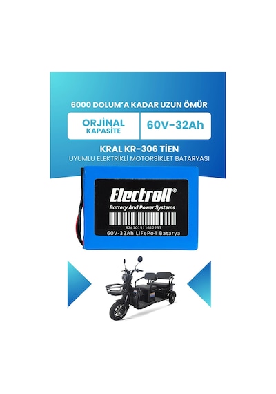Kral Kr-306 Tien Uyumlu Batarya Standart Kapasite Lifepo4 60v 32ah Elektrikli Motorsiklet Bataryası