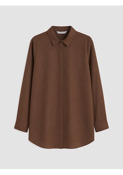 Lcw Everyday Kahverengi %100 Pamuklu Kadın Gömlek Tunik