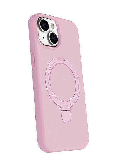Apple iPhone Uyumlu   14 Regal Magsafe Standlı Kapak - Açık Pembe