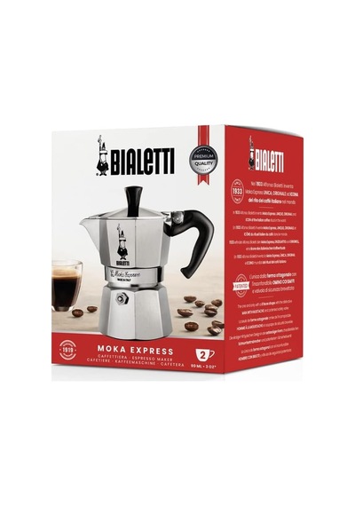 Moka Express: 2 Cups Ocak Üstü Espresso Pişirici - 90ml - Gümüş Renk - Alüminyum Gövde - Patentli Güvenlik Valfi - Tüm Ocak Türleri İçin Uygundur İndüksiyon Hariç 5li Paket