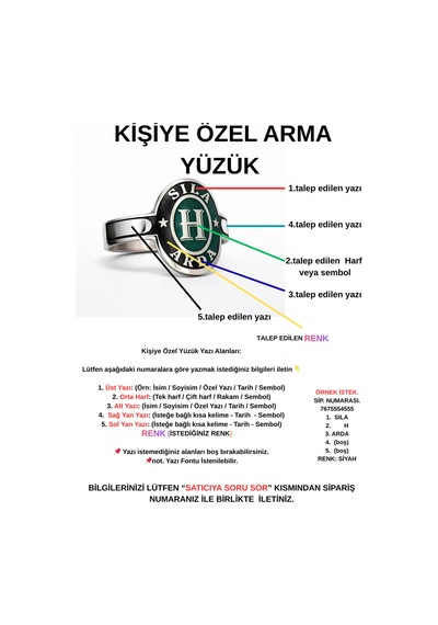 Arma Yüzük 925 Ayar Gümüş Kişiye Özel Kadın & Erkek Gümüş