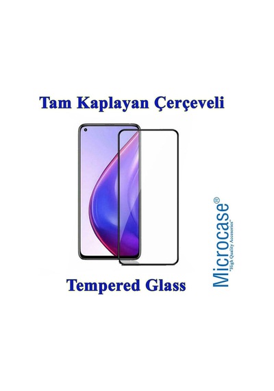 Microcase Xiaomi Redmi K40 Tam Kaplayan Çerçeveli Cam - Siyah