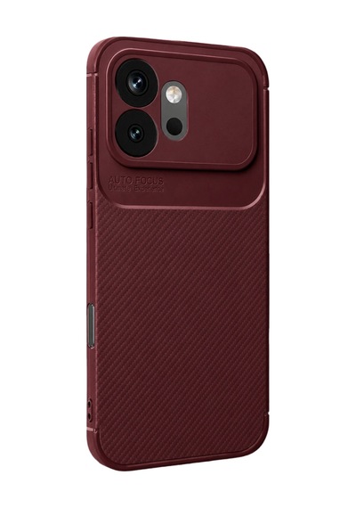 Huawei Honor 600 Kılıf Karbon Silikon Case Bordo