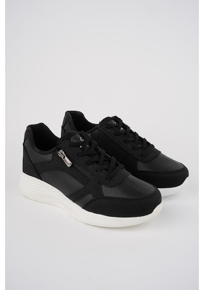 Muggo Asel Garantili Kadın Ortopedik Günlük Bağcıklı Yandan Fermuarlı Rahat Sneaker Spor Ayakkabı Siyah - Beyaz Muggo Asel Garantili Kadın Ortopedik Günlük Bağcıklı Yandan Fermuarlı Rahat Sneaker Spor Ayakkabı Siyah - Beyaz