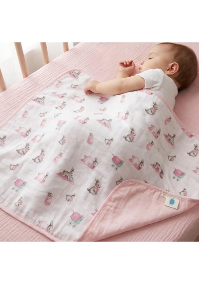 Bébé Lapin Rose Çift Kat Müslin Battaniye%100 Pamuk Diğer