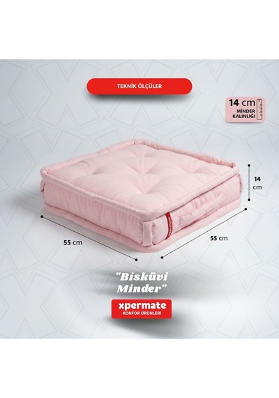 Xpermate Bisküvi Minder Petek Önü Fransız 55x55x14 Pembe