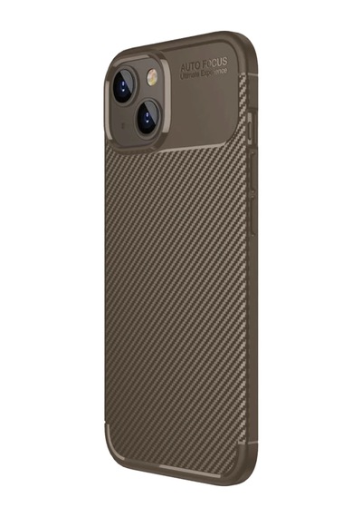 Bezos İphone 15 Uyumlu Kılıf Auto Focus Karbon Kapak - Kahverengi Ob