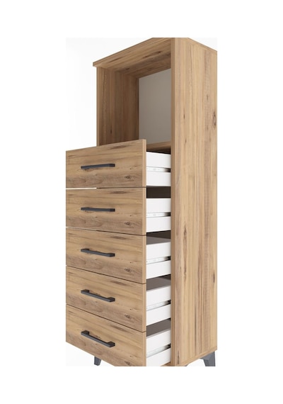 Arges Dolap Tek Raflı 5 Çekmeceli 44x30x134 Çam-çam Çam