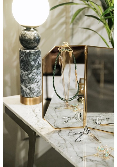 Makyaj Aynası Masaüstü Pirinç Gold 60x30cm Gold
