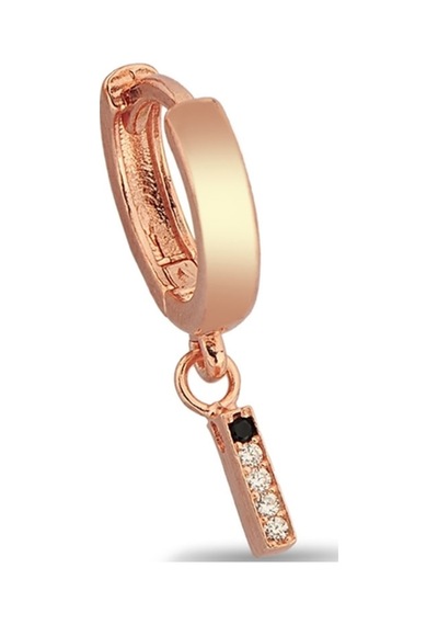İ Harfi Sallantılı 925 Ayar Gümüş Rose Tek Küpe - 12084002 Rose Gold