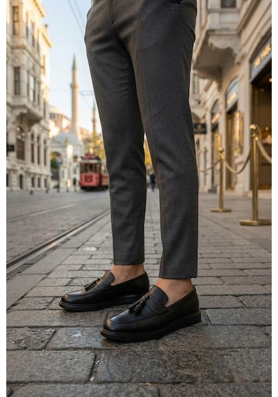 Fort 920307 Siyah Cilt Damat Ayakkabısı Takım Ayakkabısı Erkek Ayakkabı