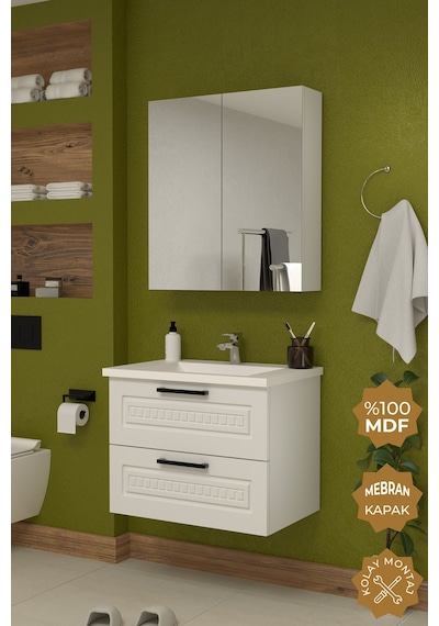 Teta Home Floransa 65 Cm Mdf Gövde Membran Kapak Banyo Dolabı Seti Beyaz Teta Home Floransa 65 Cm Mdf Gövde Membran Kapak Banyo Dolabı Seti Beyaz