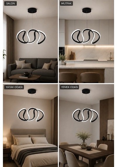 Lumina Led Sarkıt Avize Beyaz Işık Siyah