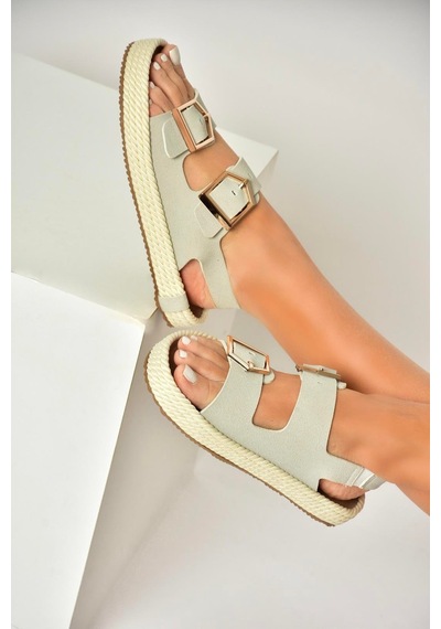 Fox Shoes U596330302 Gri Süet Kadın Sandalet Gri